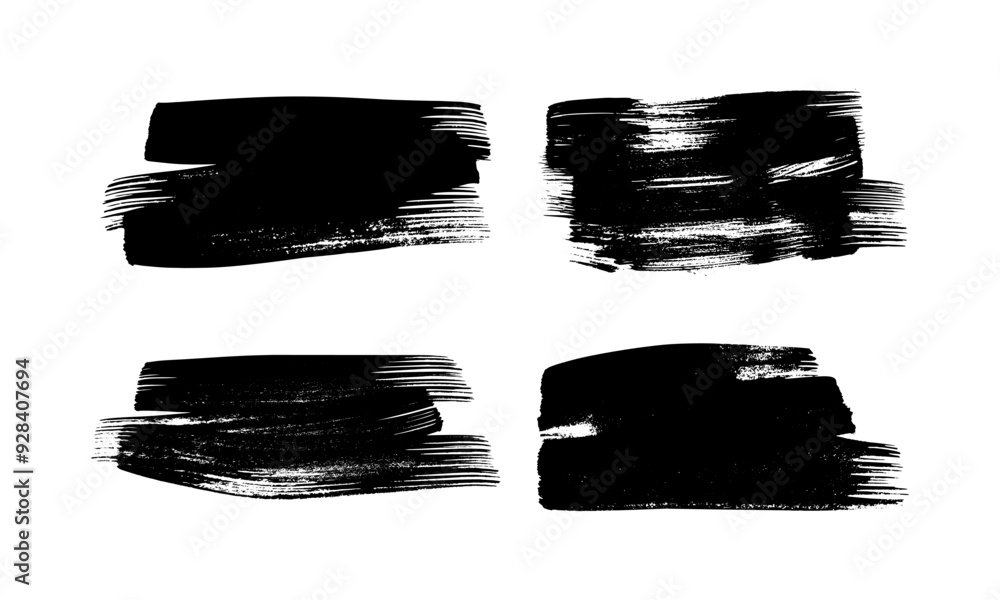 Set of black hand drawn brush strokes Set of black hand drawn brush strokes