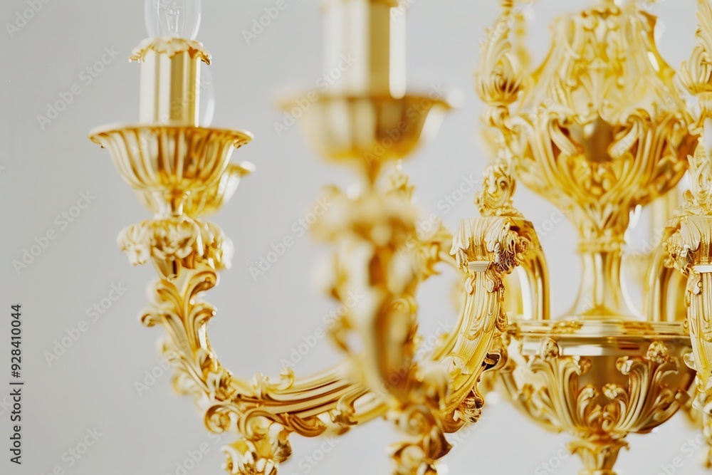Gold chandelier against white background Gold chandelier against white background
