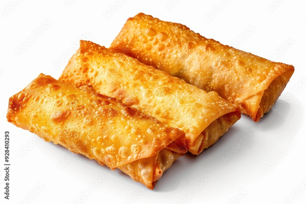 Golden spring rolls isolated on white background Asian cuisine Golden spring rolls isolated on white background Asian cuisine