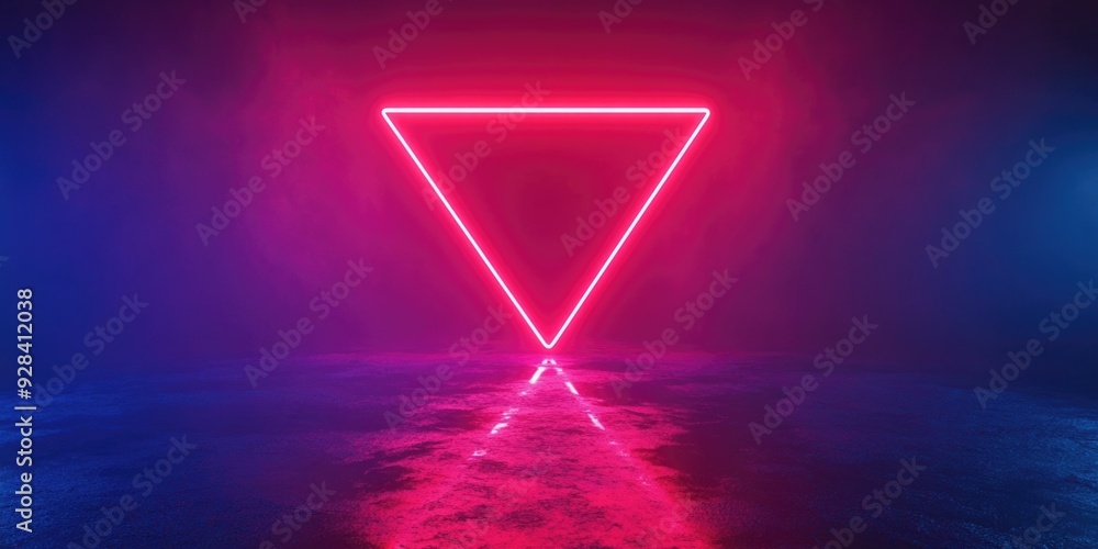 Neon Triangle in Dark Room Neon Triangle in Dark Room