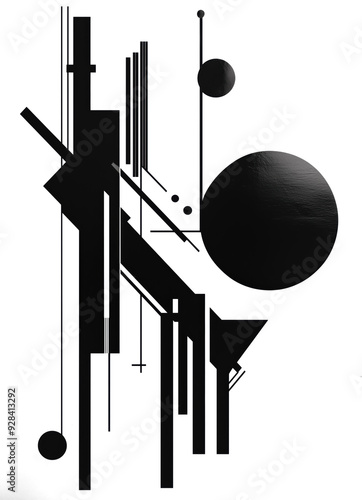 Abstract Geometric Design: Monochrome Lines and Circles