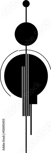 Minimalist Geometric Form: Abstract Circles and Lines in Monochrome