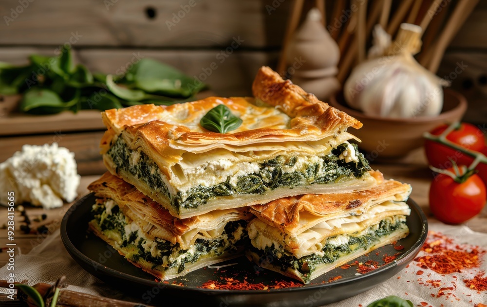 Homemade pastry with spinach and ricotta Homemade pastry with spinach and ricotta