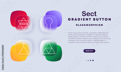 Occult set icon. Star, keyhole, pyramid, cross, eye, security, geometry, mysticism, knowledge, observation, protection, spiritual, pyramid power, ancient, symbol, foresight, guidance