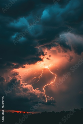 Lightning striking cloud