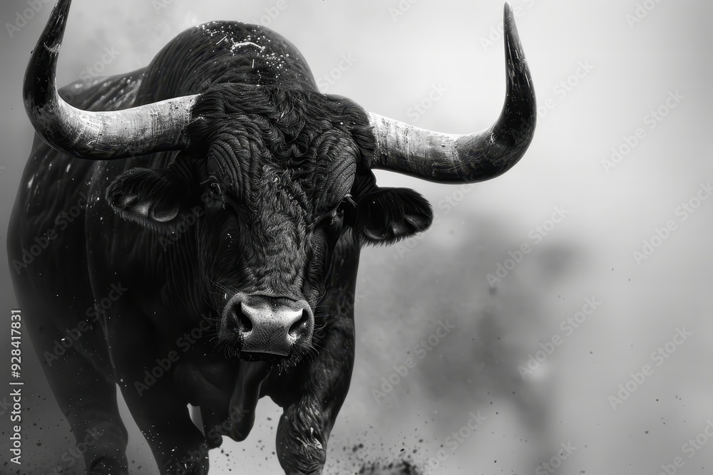 Naklejka premium Image of black bull from Spain