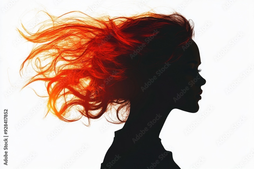 Red-haired woman silhouette Red-haired woman silhouette