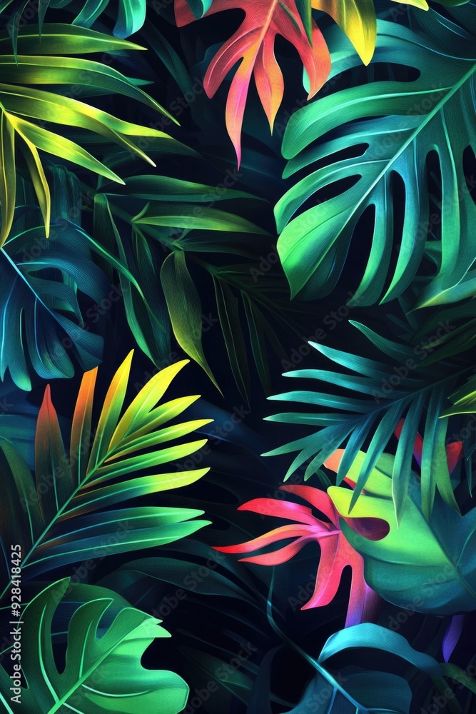 Tropical Leaves Dark Background Tropical Leaves Dark Background