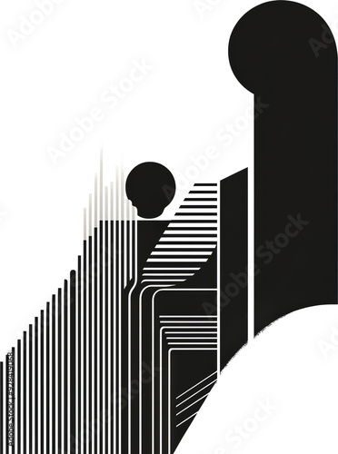 Abstract Geometric Flow Monochrome Lines and Shapes