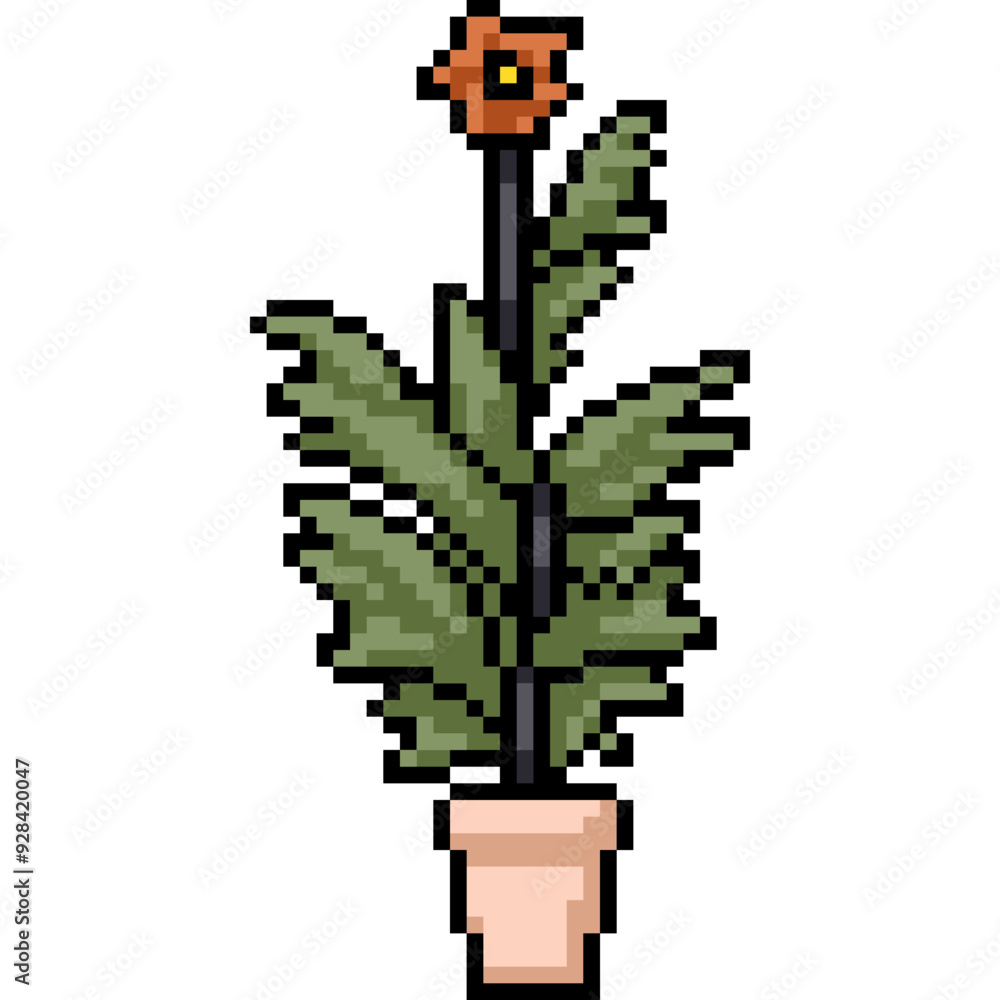 Fototapeta premium pixel art of plant pot decoration