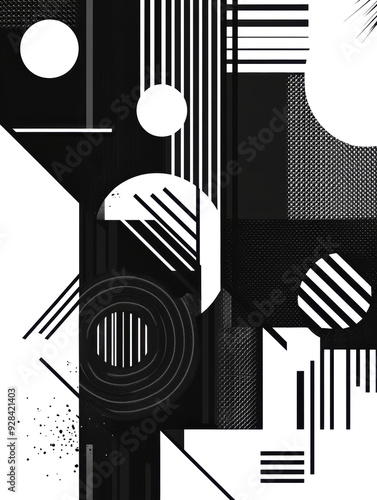 Dynamic Geometric Abstract Monochrome Lines and Circles
