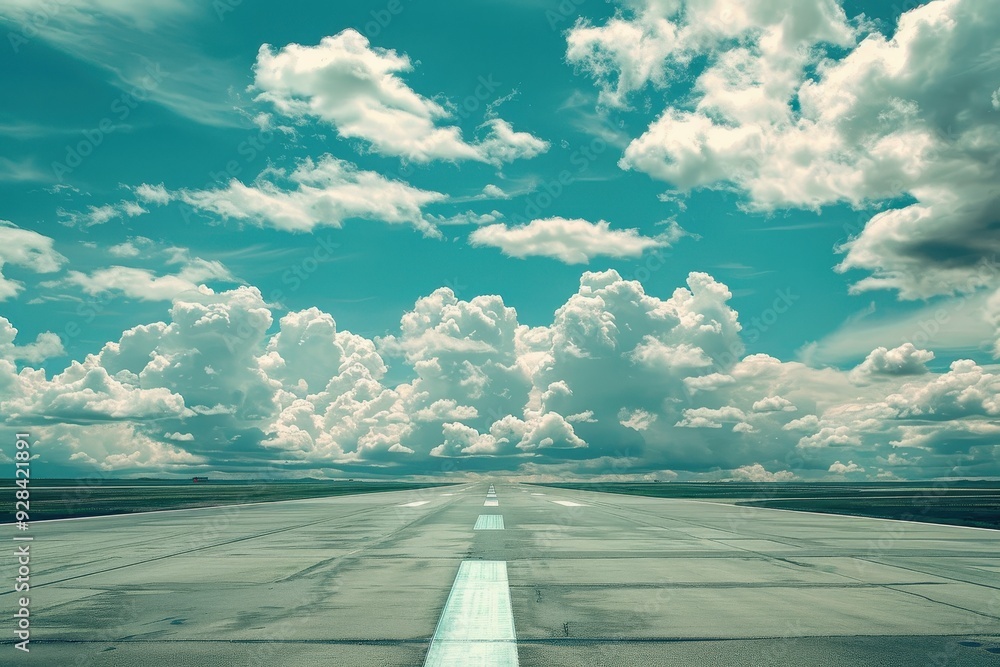 Fototapeta premium Runway with a scenic sky backdrop