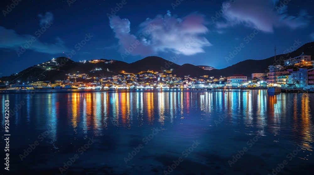 Night Lights Reflecting on Calm Water Night Lights Reflecting on Calm Water