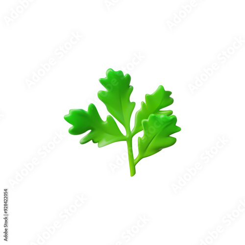 Parsley leaf vector illustration in 3d icon style