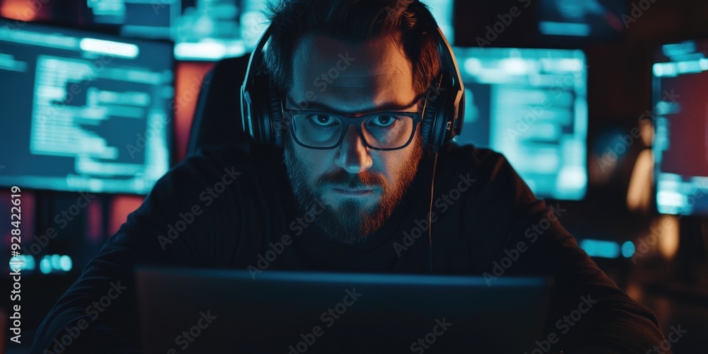 Man works on laptop Man works on laptop