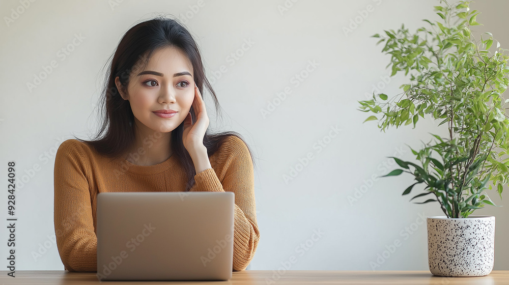 Candid photo of a businesswoman sitting behind her laptop Candid photo of a businesswoman sitting behind her laptop