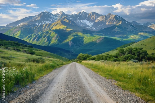 Rural road with mountains in background