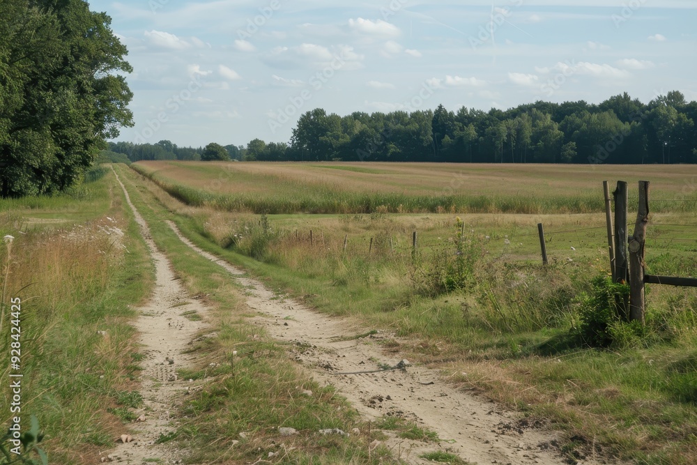 Fototapeta premium Rural roadside with field view