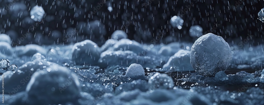 Severe hailstorm pelting the ground with ice balls, 4K hyperrealistic photo Severe hailstorm pelting the ground with ice balls, 4K hyperrealistic photo