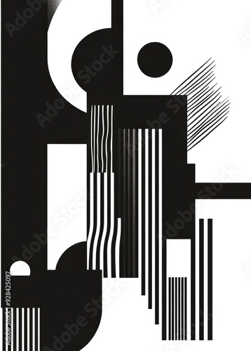 Abstract Geometric Lines Monochrome Modern Design.
