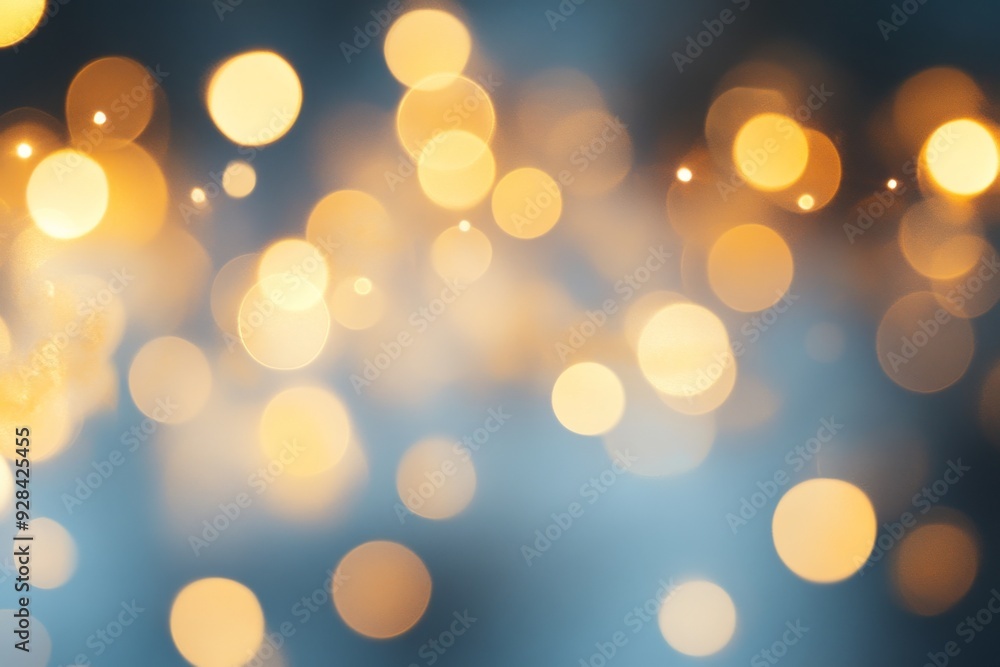 Fototapeta premium Golden blurred bokeh lights on black background. Glitter sparkle stars for celebrate. 