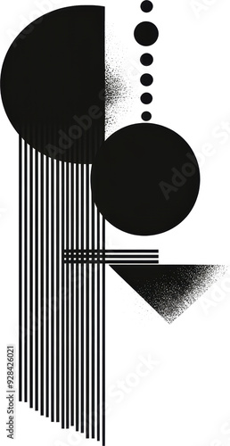 Minimalist Geometric Balance Circles and Lines in Monochrome
