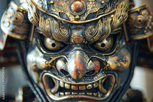 Samurai mask featuring Oni a Japanese y kai photo