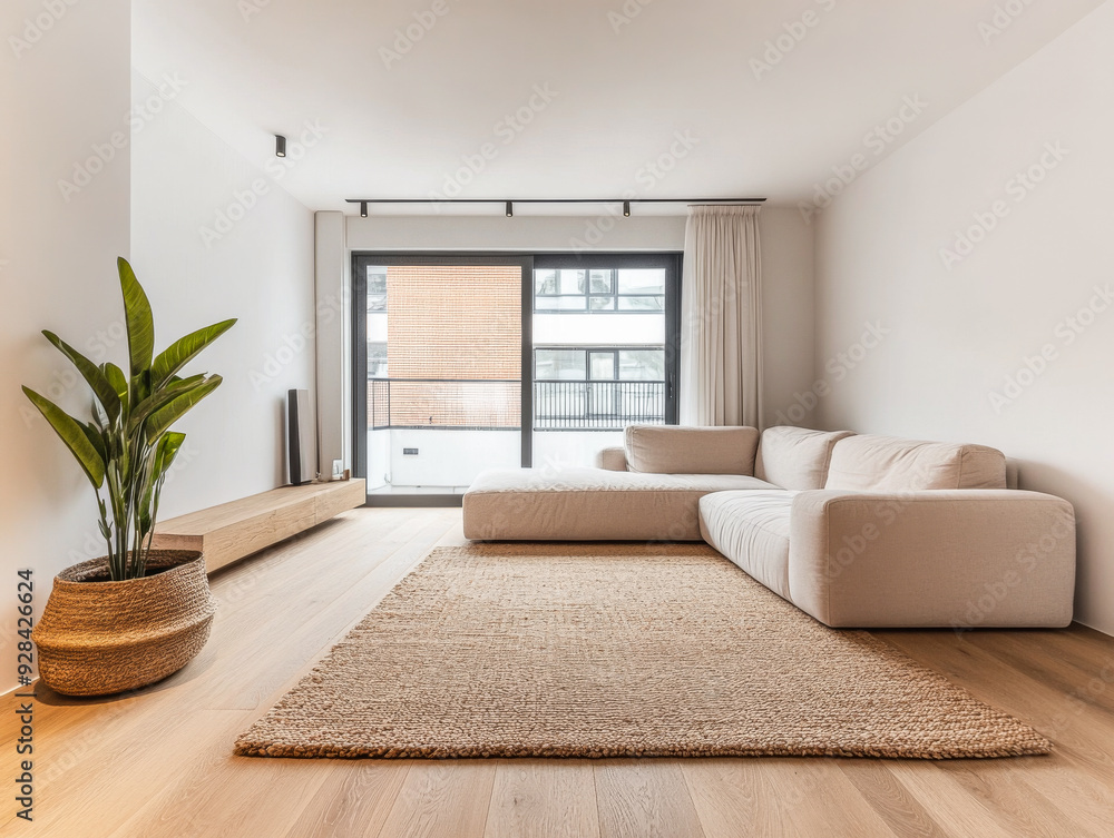 Luxury living room area with minimalist furniture and minimal decor in an interior design composition. Luxury living room area with minimalist furniture and minimal decor in an interior design composition.