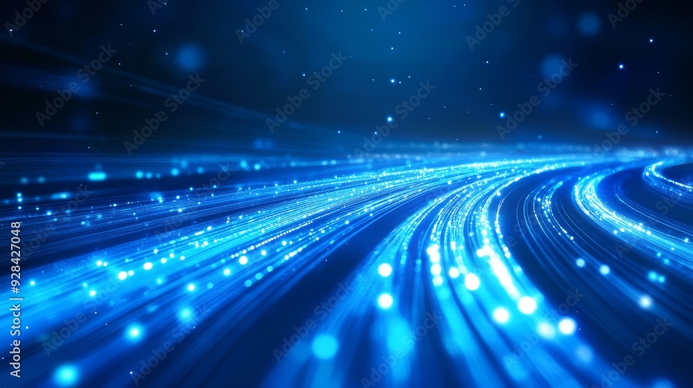 Blue light streak, fiber optic, speed line, futuristic background for 5g or 6g technology wireless data transmission, high-speed internet in abstract Blue light streak, fiber optic, speed line, futuristic background for 5g or 6g technology wireless data transmission, high-speed internet in abstract