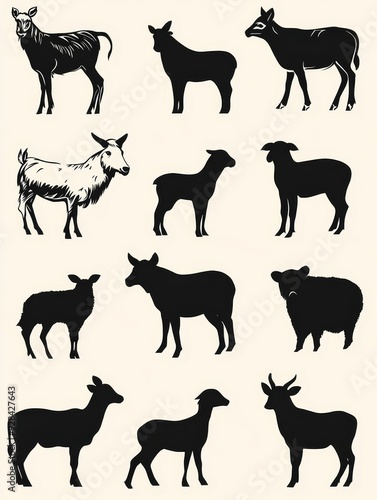 Silhouettes of Farm Animals