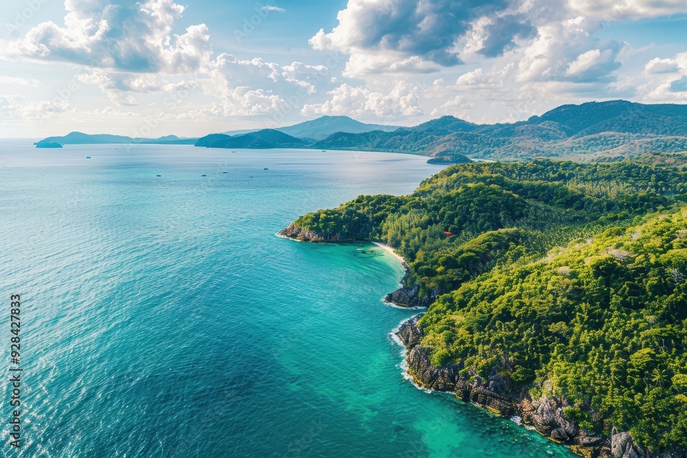 Scenic aerial view of Phuket Thailand with mountains and beautiful seacoast in summer showcasing nature and travel Scenic aerial view of Phuket Thailand with mountains and beautiful seacoast in summer showcasing nature and travel