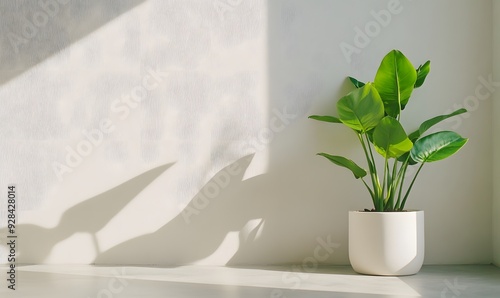 large green plant in a white ceramic pot, Generative AI