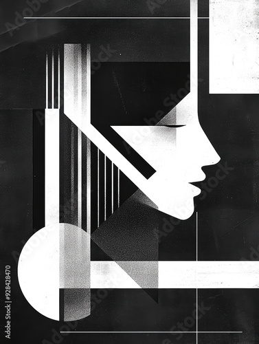 Abstract Geometric Portrait Monochrome Minimalism
