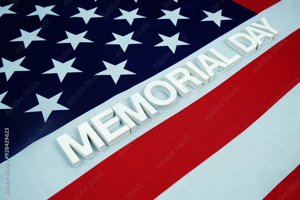 Happy Memorial Day alphabet letters with USA flag background Happy Memorial Day alphabet letters with USA flag background