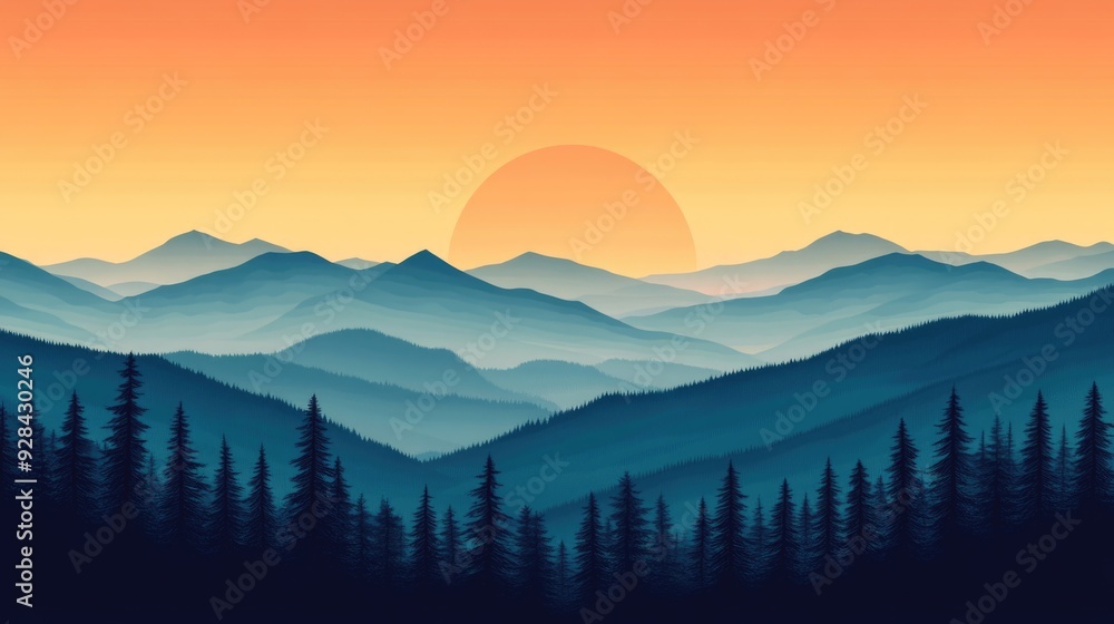 Mountain Range Sunset Mountain Range Sunset