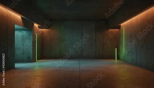 Wallpaper Mural Cyberpunk Laser GLowing Tunnel Corridor Realistic Sci Fi Futuristic Dark Concrete Grunge Basement Underground Shelter Parking Showroom4 Torontodigital.ca