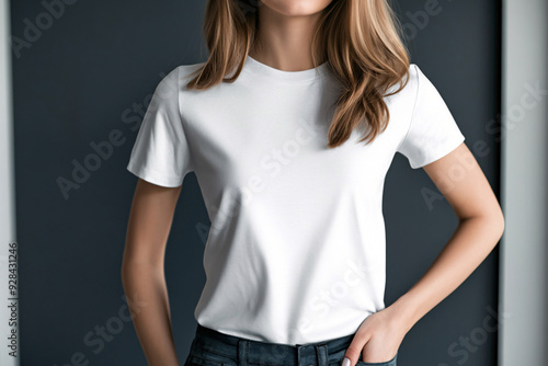 Set Mockup of a t-shirt 3D rendering, with a round neck, universal clothing for women, men, isolated on background. Template of fashion clothes for branding, place for design