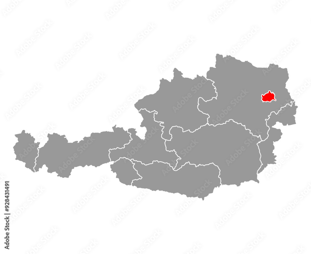 Obraz premium Austria of Vienna map symbol shape, travel web flat concept icon symbol vector illustration
