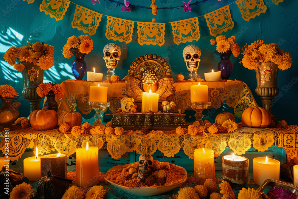Beautiful greeting card with bright holiday composition for happy to joy celebrate dia de muertos Beautiful greeting card with bright holiday composition for happy to joy celebrate dia de muertos