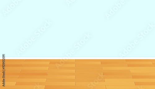 room interior with light laminated parquet floor and wall