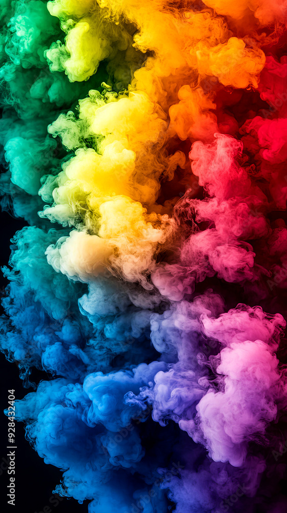 Fototapeta premium Vibrant and colorful smoke clouds swirl together, creating a stunning abstract background for creative projects.