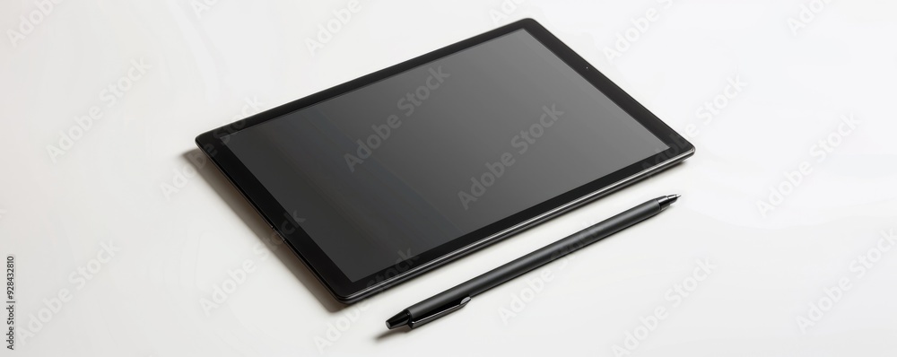 Modern digital tablet with pen on white background, 4K hyperrealistic photo Modern digital tablet with pen on white background, 4K hyperrealistic photo