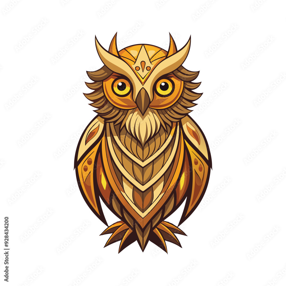 Stylized Owl Creature Vector Illustration Art