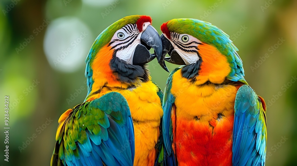 Naklejka premium 2 羽の愛らしいコンゴウインコ