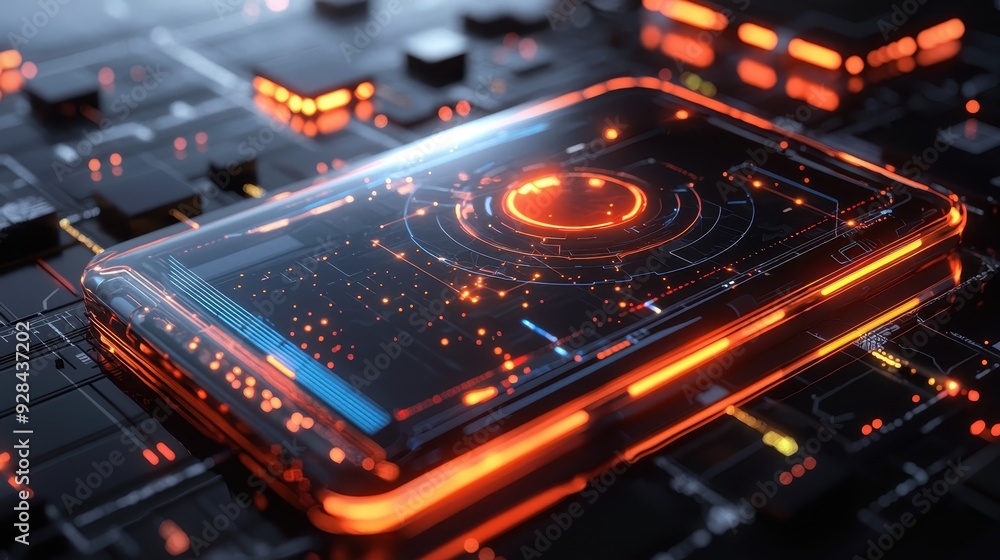 Futuristic smart devices with glowing elements Futuristic smart devices with glowing elements
