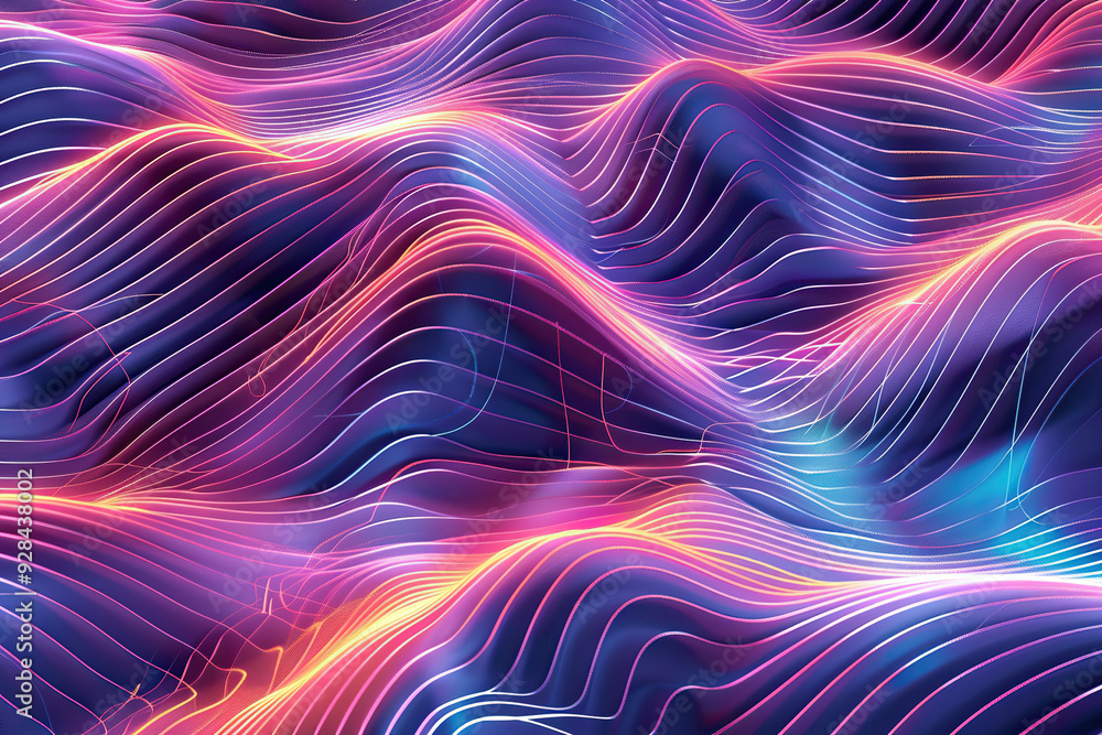 Obraz premium Beautiful texture surface neon wave, design natural abstract background