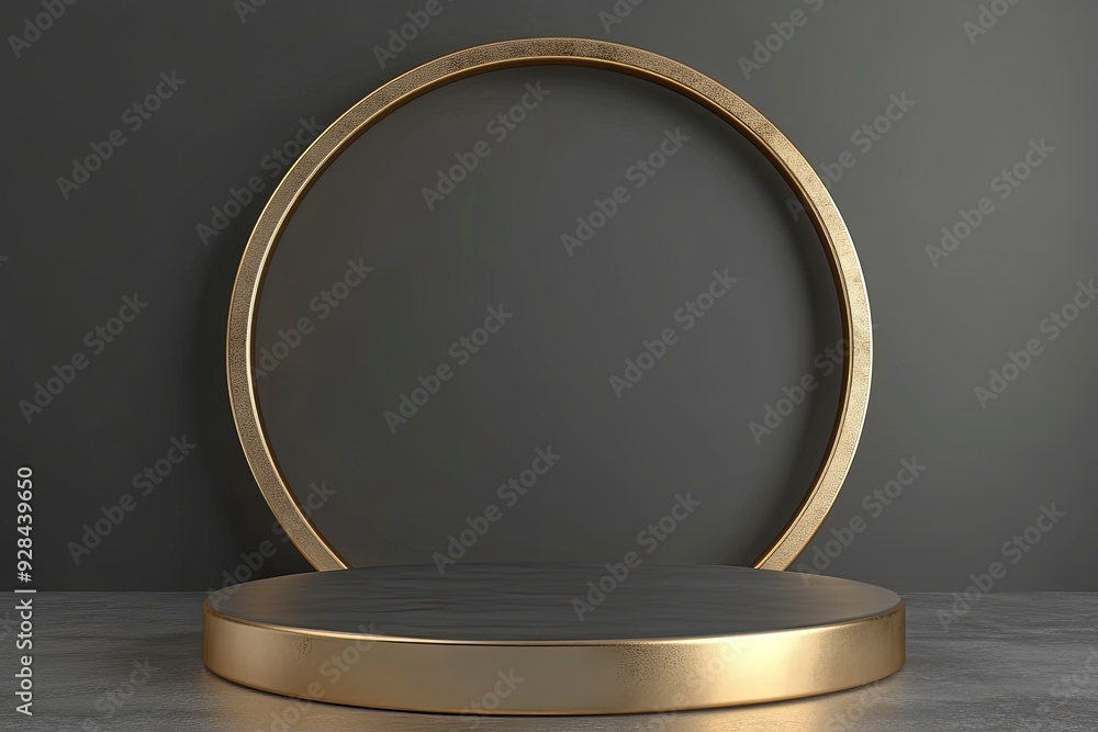 Metal podium isolated on gray background. Product display. 3d illustration. Generative ai Metal podium isolated on gray background. Product display. 3d illustration. Generative ai