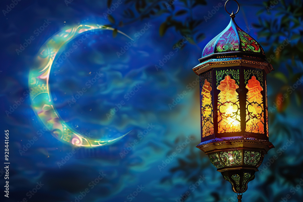 Beautiful greeting card with bright holiday composition for happy and joy celebrate Ramadan Beautiful greeting card with bright holiday composition for happy and joy celebrate Ramadan