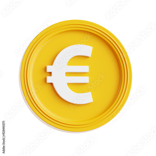 PNG 3D Euro Coin icon isolated on a white background