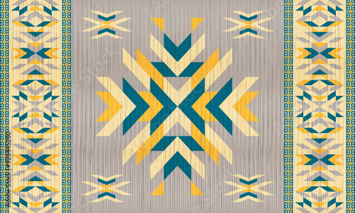 American tribal ethnic native pattern.Traditional Navajo,Aztec,Apache,Southwest and Mexican style fabric pattern.Abstract vector motifs pattern.For fabric,clothing,blanket,carpet,woven,wrap,decoration